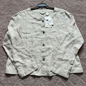 NWT J. Jill Linen Button Front Lightweight Jacket Women's Size M‎